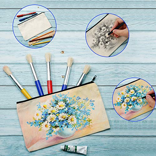 Bolsa de Maquillaje de Lona Bolsa de Lápices con Cremallera Bolsas de Cosméticos para Viaje Manualidades Escuela, Multicolor (15 Piezas)