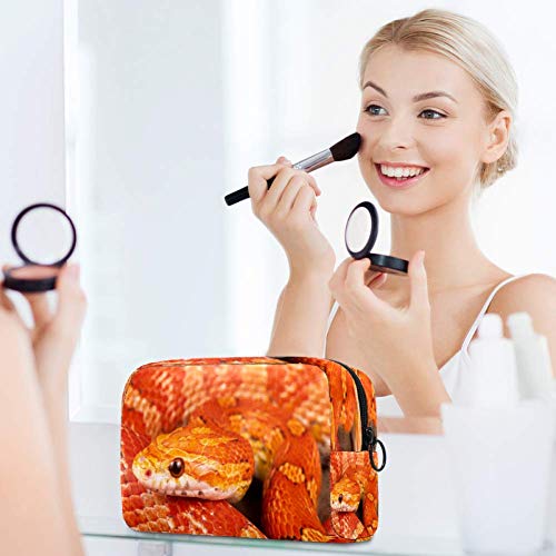 Bolsa de maquillaje de serpiente de maíz, organizador para viaje, portátil, para niñas, mujeres