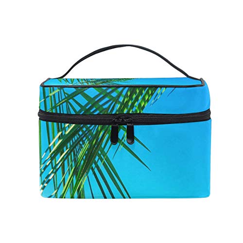 Bolsa de maquillaje Ocean Palm Leaves Bolsa de cosméticos Bolsa de aseo portátil grande para mujeres/niñas Viajes