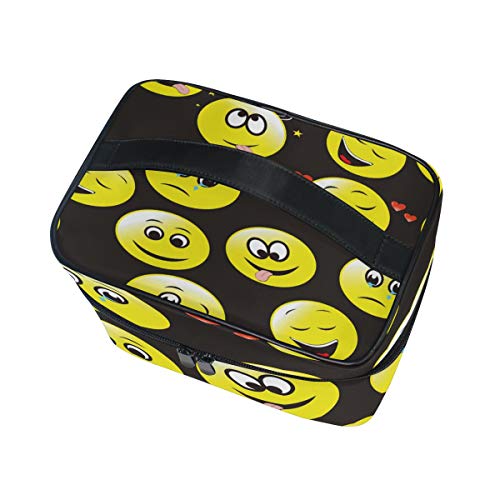 Bolsa de maquillaje, Smiley Cares, organizador de cosméticos, neceser grande, bolsa de viaje, el mejor regalo para adolescentes, niñas, mujeres y mujeres