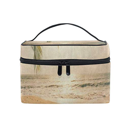Bolsa de maquillaje Sunshine Summer Beach Sand Palm Tree Bolsa de cosméticos Bolsa de aseo portátil grande para mujeres/niñas Viajes