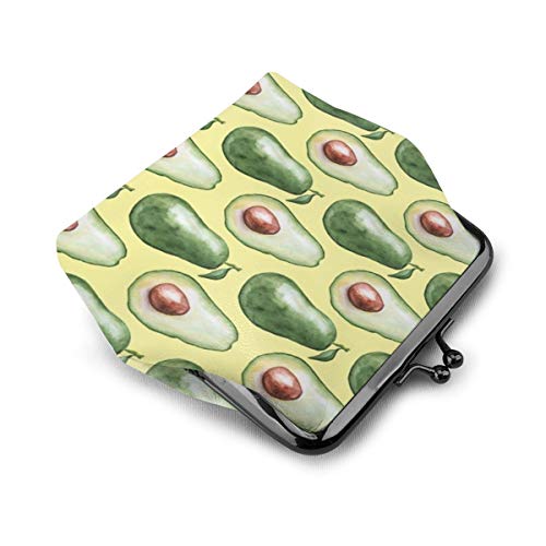 Bolsa de monedas de aguacate monedero de cambio de cuero con cierre de beso Mini bolsas de maquillaje cosmético para mujeres y niñas