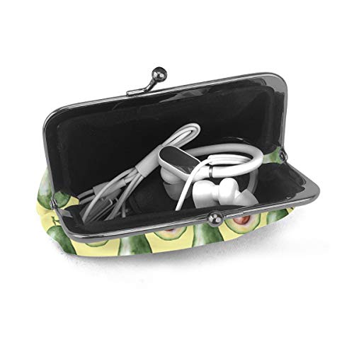 Bolsa de monedas de aguacate monedero de cambio de cuero con cierre de beso Mini bolsas de maquillaje cosmético para mujeres y niñas