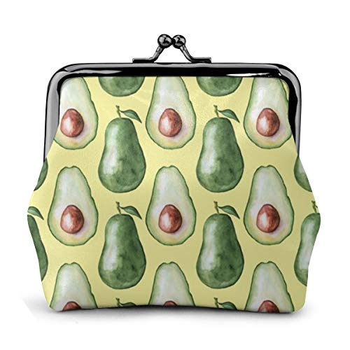 Bolsa de monedas de aguacate monedero de cambio de cuero con cierre de beso Mini bolsas de maquillaje cosmético para mujeres y niñas