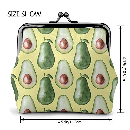 Bolsa de monedas de aguacate monedero de cambio de cuero con cierre de beso Mini bolsas de maquillaje cosmético para mujeres y niñas