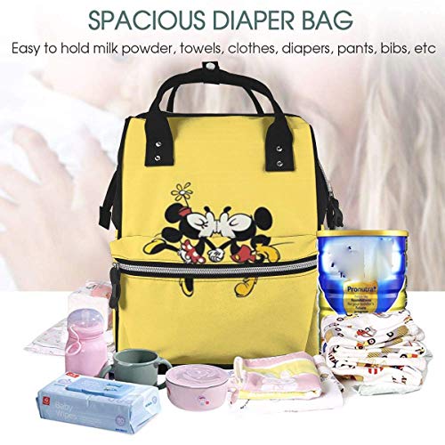 Bolsa de pañales con diseño de Mickey Minnie Mouse, multifunción, gran capacidad, mochila de viaje