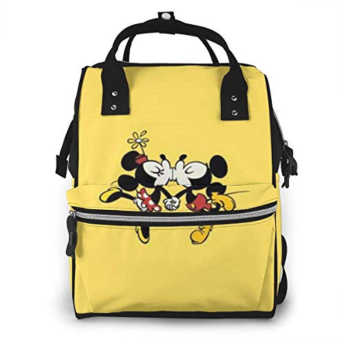 Bolsa de pañales con diseño de Mickey Minnie Mouse, multifunción, gran capacidad, mochila de viaje