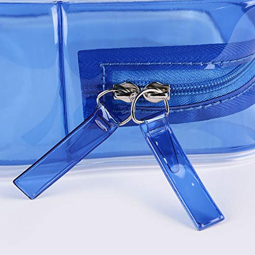Bolsa Transparente Neceser Impermeable Plástico 3 Piezas Azul （Diferentes Tamaños） Neceser Transparente para Mujeres Hombres Niños Ducha Impermeable
