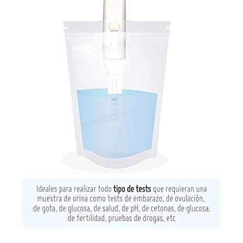 Bolsas de Recolección de Muestra de Orina 100 ml Desechables - Cierre Hermético - Pruebas Médicas - Tests de embarazo, Ovulación, Gota, Salud, Glucosa, pH, Cetonas, Drogas, Análisis de orina - 20 uds
