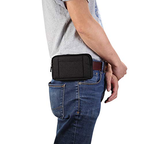 Bolsas de Telefono con Clip de Cinturón Negro, Teléfono Celular Cintura Bolsa Hombre, 6.5" Horizontal Funda Cinturón Clip Caso Bolsa con Tela de Vaquero Estuche Cartera para iPhone XS Max/11 Pro Max