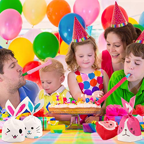 Bolsas Regalo CumpleañOs,Bolsa Merienda Infantil,Bolsas 100PCS Chuches,Bolsitas Regalos,Bolsas Galletas Con Orejas Conejo,para Navidad,Fiesta,Chuches CumpleañOs,Pascua Chocolate 10 Estilos