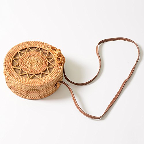 Bolso Bandolera Rafia,YouthUnion Hecho De Mano Bambú Redonda De Estilo Natural Playa para Mujer (Estilo 3)