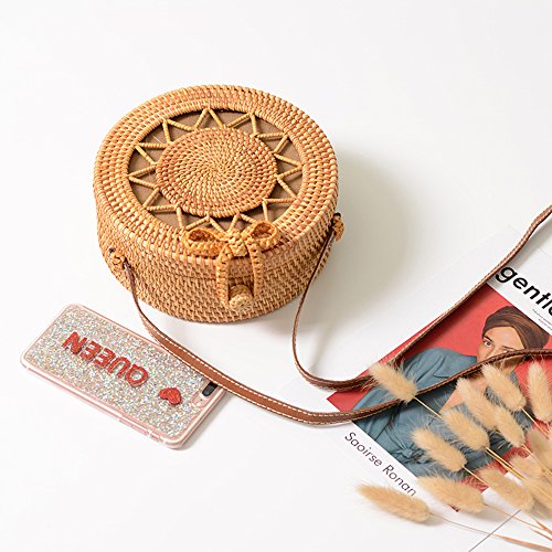 Bolso Bandolera Rafia,YouthUnion Hecho De Mano Bambú Redonda De Estilo Natural Playa para Mujer (Estilo 3)