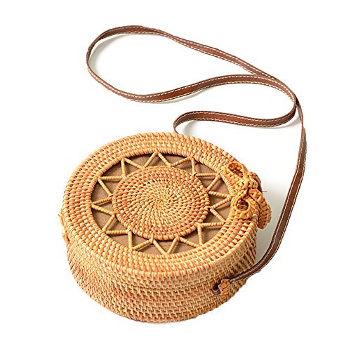 Bolso Bandolera Rafia,YouthUnion Hecho De Mano Bambú Redonda De Estilo Natural Playa para Mujer (Estilo 3)