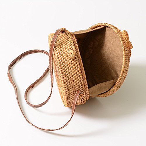 Bolso Bandolera Rafia,YouthUnion Hecho De Mano Bambú Redonda De Estilo Natural Playa para Mujer (Estilo 3)