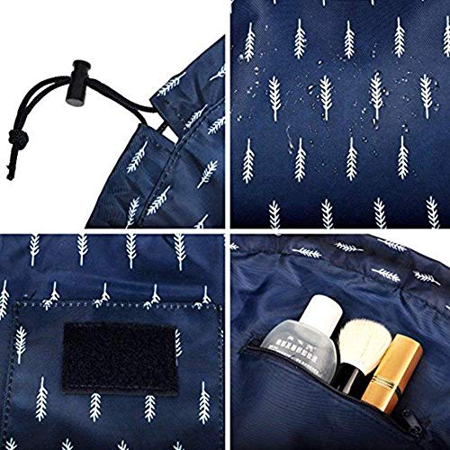 Bolso cosmético del Maquillaje, Bolsa de Viaje organizadora Magic de Gran Capacidad para señoras perezosas, Azul Oscuro Pluma