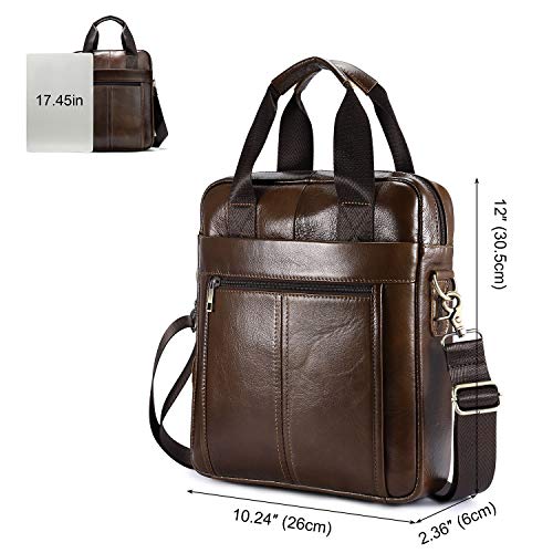 Bolso de Hombre Bolsa Caballero Bandolera Bolsos de Mano Cuero Crossbody Mensajero Maletín del Trabajo Vintage Caballo Loco de Hombro Casual Messenger Bag,Marrón