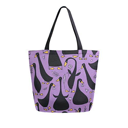 Bolso de lona para el hombro para hombres y mujeres con diseño de ganso y reutilizable