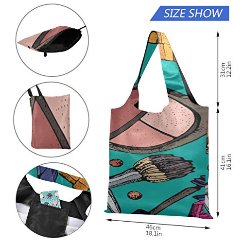 Bolso de mano Maquillaje de belleza Sombra de ojos para niña colorida Bolso de compras para hombre Bolsos de compras de lona Bolsos de compras reutilizables de poliéster, lavables, duraderos y livian