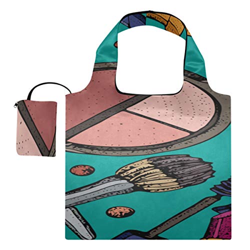 Bolso de mano Maquillaje de belleza Sombra de ojos para niña colorida Bolso de compras para hombre Bolsos de compras de lona Bolsos de compras reutilizables de poliéster, lavables, duraderos y livian