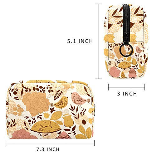 Bolso de maquillaje de pájaro y rosa Oxford bolsa de cosméticos para las mujeres bolsa de maquillaje con cremallera negra portátil de viaje neceser