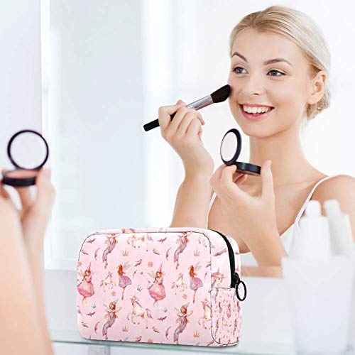 Bolso de maquillaje de pájaros de unicornio rosa bolsa de cosméticos organizador de viaje embrague de tocador