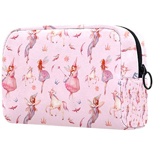 Bolso de maquillaje de pájaros de unicornio rosa bolsa de cosméticos organizador de viaje embrague de tocador