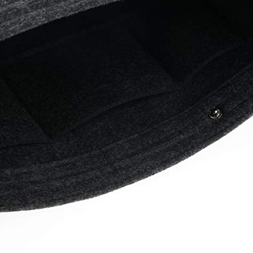 Bolso Grande de Fieltro Multi-Bolsillo Cierre de Botón a Presión Organizador para Cosméticos Teléfono Celular - Gris Oscuro