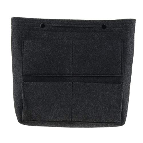 Bolso Grande de Fieltro Multi-Bolsillo Cierre de Botón a Presión Organizador para Cosméticos Teléfono Celular - Gris Oscuro
