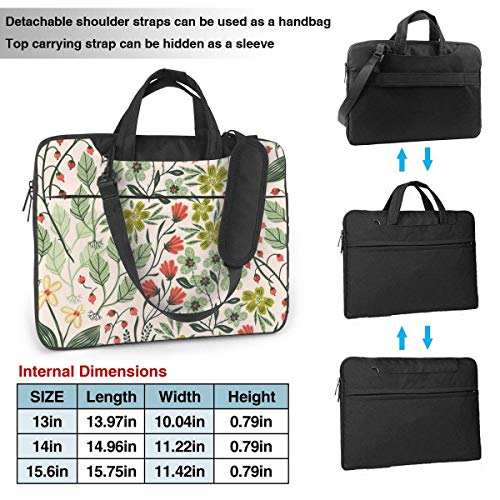 Bolso para Ordenador portátil con Estampado de Flores Hermosas, Bolso Maletín para Hombre de Negocios con Bandolera