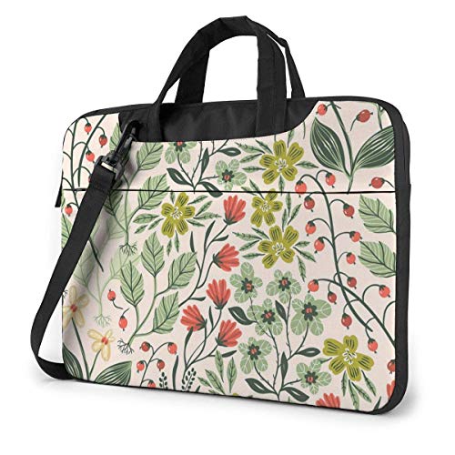 Bolso para Ordenador portátil con Estampado de Flores Hermosas, Bolso Maletín para Hombre de Negocios con Bandolera