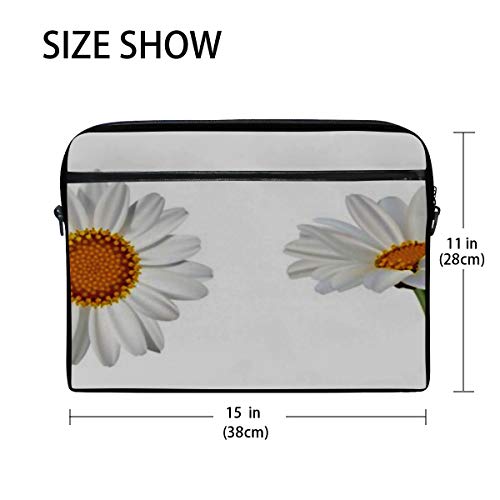 Bolso para portátil Dos Hermosas Flores de Margarita Vista Lateral Estuche para portátil de 15-15.4 Pulgadas, Bolso Bandolera maletín para Hombres Mujeres, Estudiantes universitarios Negocios