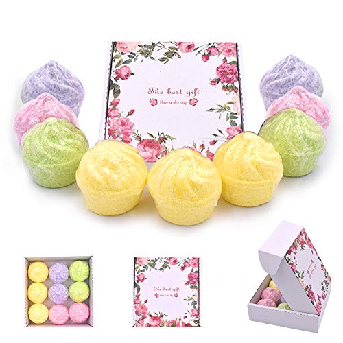Bombas de Baño - WENTS Set de 9 Bolas de Baño Efervescentes, Sal de Baño con Aceites Esenciales Naturales Relajante de Cuerpo Efecto Hidtatante Spa de Aromaterapia