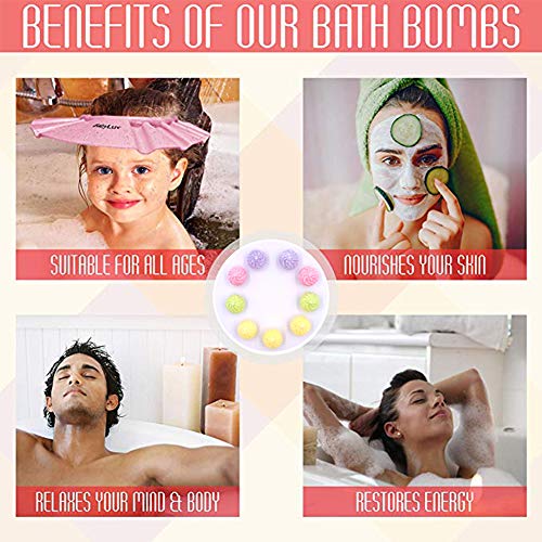 Bombas de Baño - WENTS Set de 9 Bolas de Baño Efervescentes, Sal de Baño con Aceites Esenciales Naturales Relajante de Cuerpo Efecto Hidtatante Spa de Aromaterapia