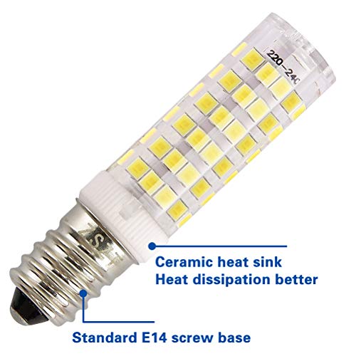Bombilla campana extractora, ZSZT E14 bombilla LED 7W rosca Edison pequeña (SES) Equivalente 50W, Blanco Frío 6000K, pequeña y potente, 2 unidades