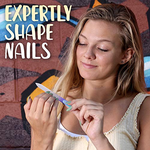 Bona Fide Beauty Crystal Nail Files - 4 Tricolor Czech Glass Nail Files with Cases - Best Glass Nail Files for Nail Care - Great Fingernail Files for Fingernail Strengthener - File Nails Effortlessly