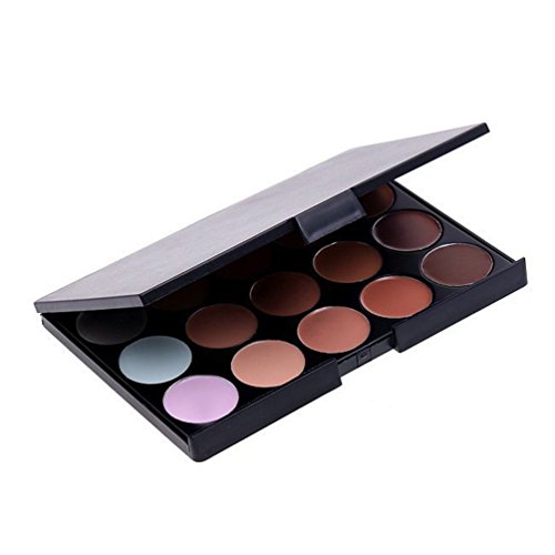 Boolavard - Paleta de maquillaje de 15 colores para el rostro, corrector y contorneado, con brocha ovalada