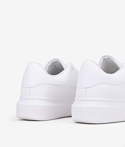 BOSANOVA Zapatillas Blancas con Suela Lisa y Cordones para Mujer | Bambas Total Look Blanco. Blanco 37