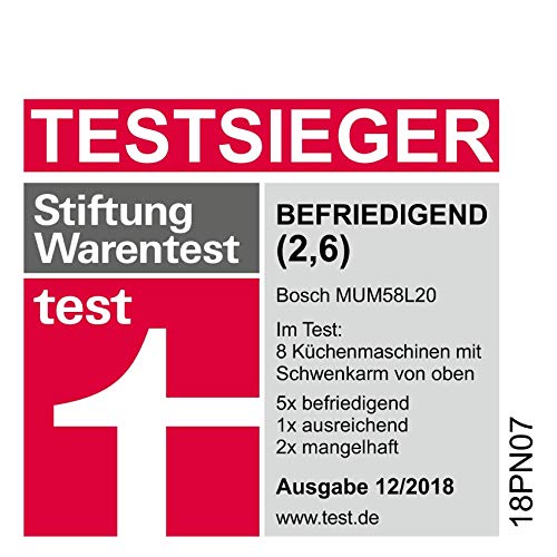 Bosch MUM58L20 CreationLine Robot de cocina con accesorios, 1000 W, 3.9 litros de capacidad, color gris