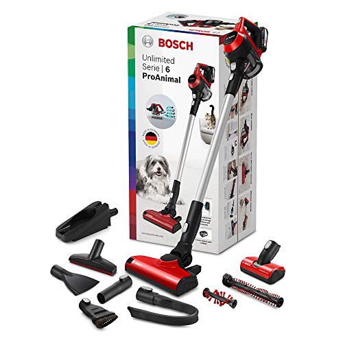 Bosch Unlimited ProAnimal Serie|6 Aspirador sin Cables, 2 Velocidades, Rojo