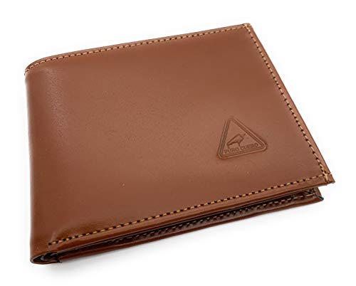BOSSA NOVA® - Cartera de piel auténtica para hombre, color marrón, con compartimento para monedas, monedero espacioso, pequeño