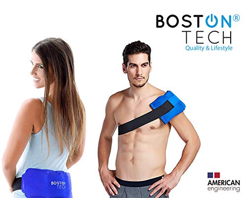 Boston Tech MA-101 Boston Pak - 2 bolsas de gel para frio y calor. Re-utilizables, 1 con cinturón universal ajustable y 1 otra con banda de compresión. Ideal para dolores y lesiones en general