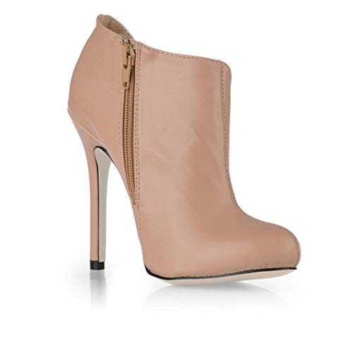 Botas Cortas de Mujer Pasarela de Invierno espectáculo Maduro Botas de Mujer Stilettos Desnudos 0640CBT-a5-40, Nude