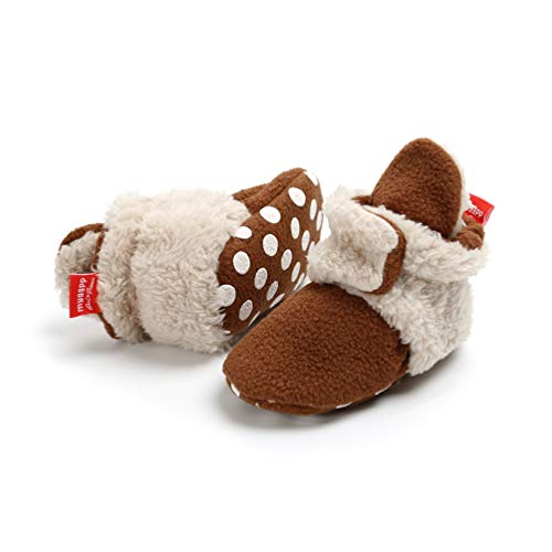 Botas de Niño Calcetín Invierno Soft Sole Crib Raya de Caliente Boots de Algodón para Bebés (6-12 Meses, Café, Tamaño de Etiqueta 12)