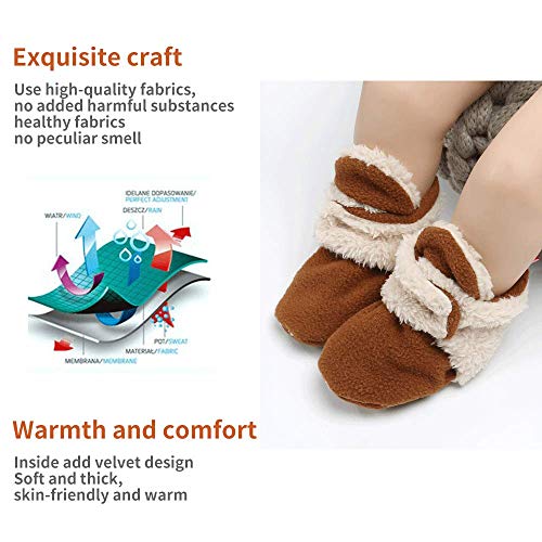 Botas de Niño Calcetín Invierno Soft Sole Crib Raya de Caliente Boots de Algodón para Bebés (6-12 Meses, Café, Tamaño de Etiqueta 12)
