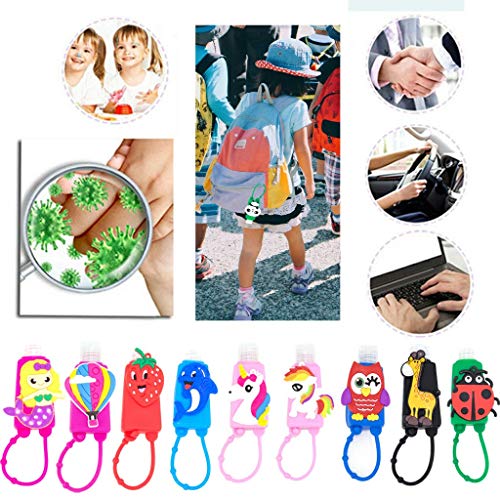 Botellas de Viaje Portátiles para niños, Dispensadores vacíos de 30 mL para Rellenar Desinfectantes de Manos, Champús, Accesorio de Viaje para Niños – (Unicornio2, 4 PCS)