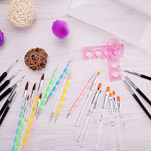 BQTQ 28 Piezas Pinceles Uñas Acrilico Gel Plumas de Arte de Uñas Separador de Uñas para Diseño de Uñas