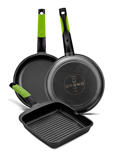 BRA PRIOR - Grill asador con rayas, aluminio fundido con antiadherente Teflon Classic, 28 cm