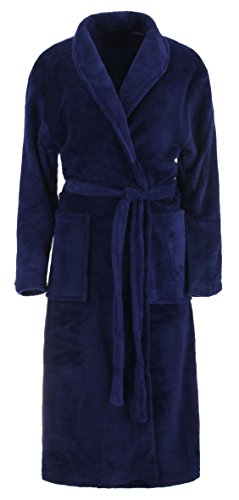 Brandsseller - Albornoz de microfibra, unisex, para hombre y mujer, tallas: S/M – L/XL, en los colores: crema, rosa, marrón, azul marino y gris marine L XL