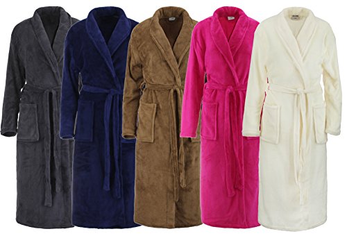 Brandsseller - Albornoz de microfibra, unisex, para hombre y mujer, tallas: S/M – L/XL, en los colores: crema, rosa, marrón, azul marino y gris marine L XL